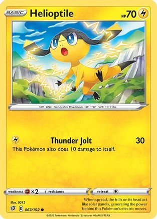 Helioptile (63/192) Reverse Holofoil [SWSH: Rebel Clash] Pokemon Single Pokémon