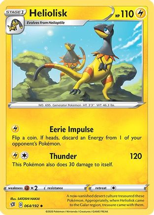 Heliolisk (/192) Reverse Holofoil [SWSH: Rebel Clash] Pokemon Single Pokémon