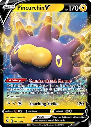 Pincurchin V 72/192 Holofoil [SWSH: Rebel Clash] Pokemon Single Pokémon