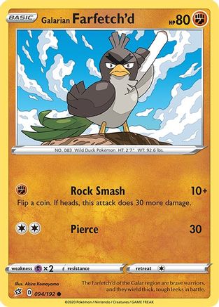 Galarian Farfetch'd (94/192) [SWSH: Rebel Clash] Pokemon Single Pokémon