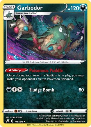Garbodor (118/192) Reverse Holofoil [SWSH: Rebel Clash] Pokemon Single Pokémon
