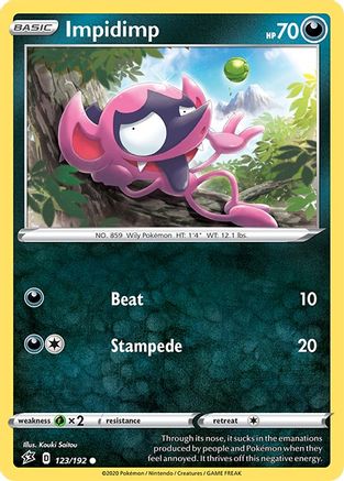 Impidimp (123/192) Reverse Holofoil [SWSH: Rebel Clash] Pokemon Single Pokémon