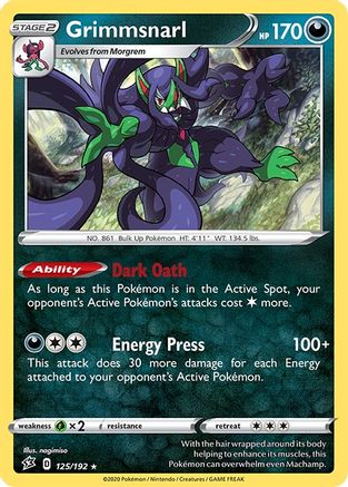 Grimmsnarl (125/192) Reverse Holofoil [SWSH: Rebel Clash] Pokemon Single Pokémon