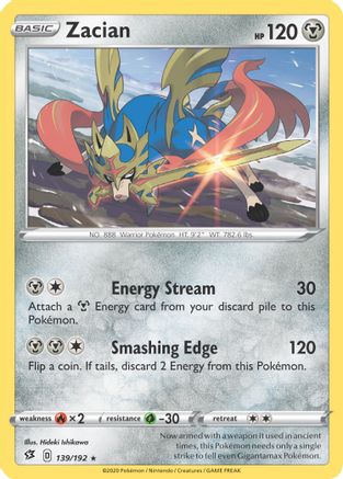 Zacian 139/192 (Cracked Ice Holo) () Holofoil [Misc: Deck Exclusives] Pokemon Single Pokémon