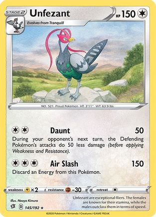 Unfezant (/192) Reverse Holofoil [SWSH: Rebel Clash] Pokemon Single Pokémon