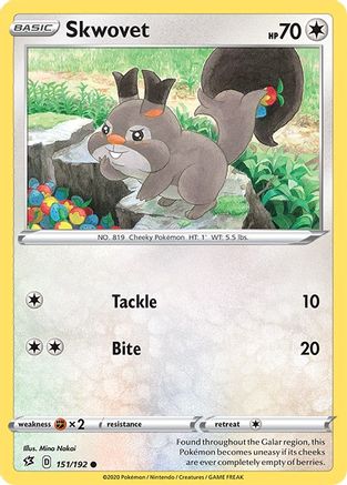 Skwovet (151/192) Reverse Holofoil [SWSH: Rebel Clash] Pokemon Single Pokémon