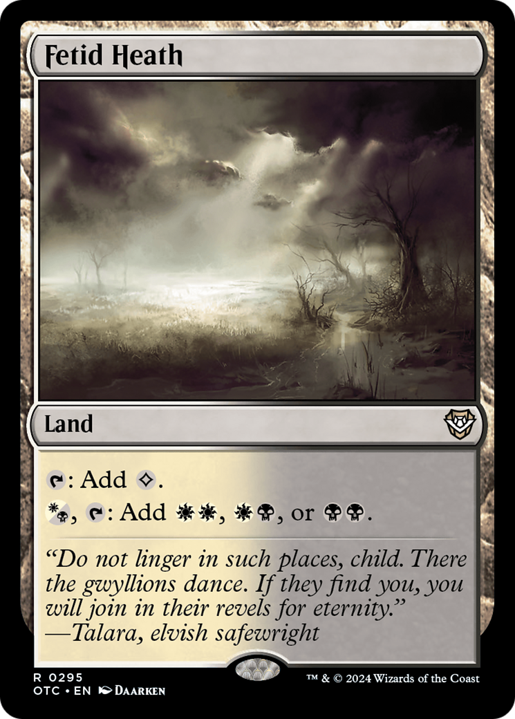 Fetid Heath (OTC-295) [Outlaws of Thunder Junction Commander] MTG Single Wizards of the Coast