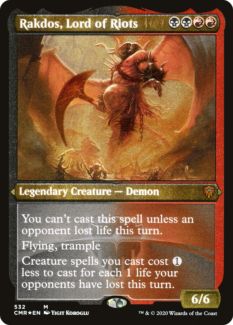Rakdos, Lord of Riots (Etched) [Commander Legends] MTG Single Magic: The Gathering