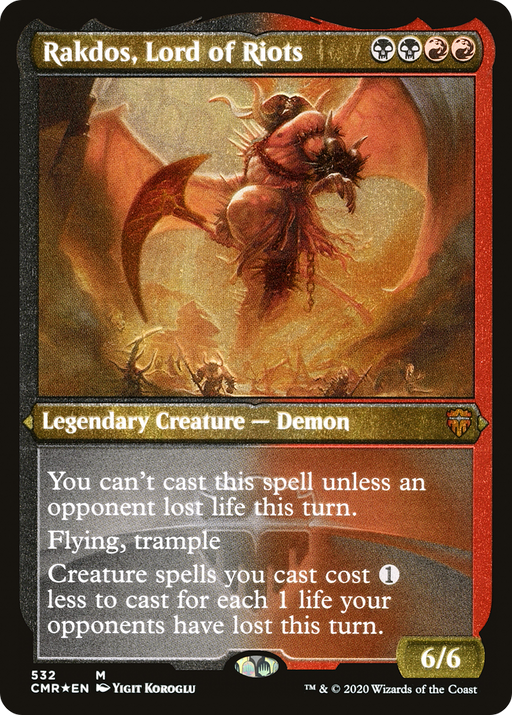 Rakdos, Lord of Riots (Foil Etched) (CMR-532) [Commander Legends] Foil MTG Single Wizards of the Coast