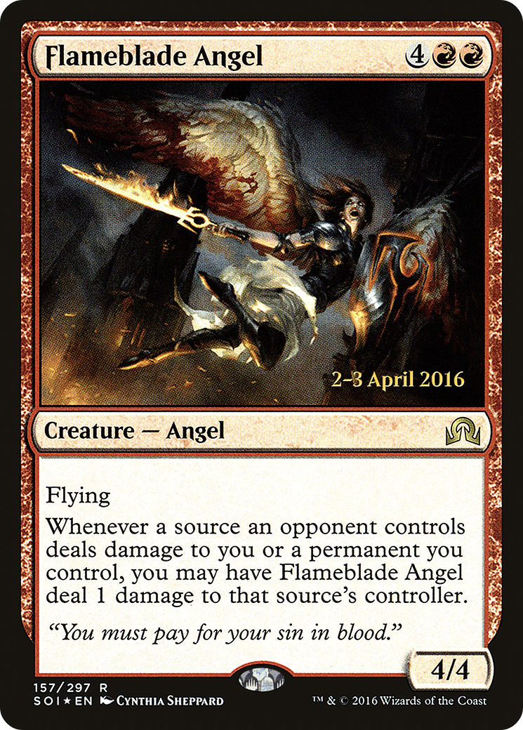 Flameblade Angel (PRE-157) [Shadows over Innistrad Promos] Foil MTG Single Wizards of the Coast
