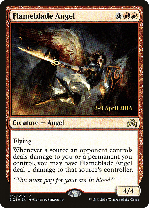 Flameblade Angel (PRE-157) [Shadows over Innistrad Promos] Foil MTG Single Wizards of the Coast
