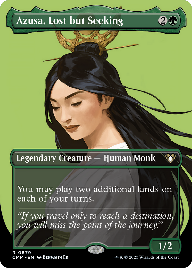 Azusa, Lost but Seeking (CMM-679) [Commander Masters] (Borderless) Foil MTG Single Wizards of the Coast