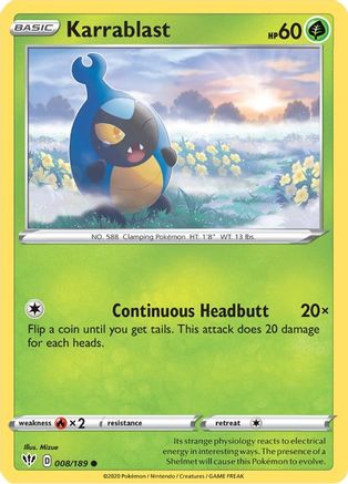Karrablast (8/189) Reverse Holofoil [SWSH: Darkness Ablaze] Pokemon Single Pokémon