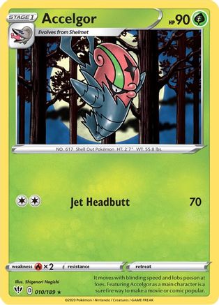 Accelgor (10/189) Reverse Holofoil [SWSH: Darkness Ablaze] Pokemon Single Pokémon