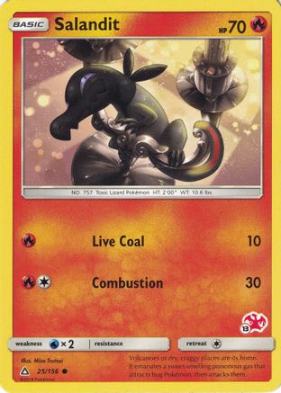 Salandit - 25/156 (#13 Charizard Stamped) () [Misc: Battle Academy] Pokemon Single Pokémon