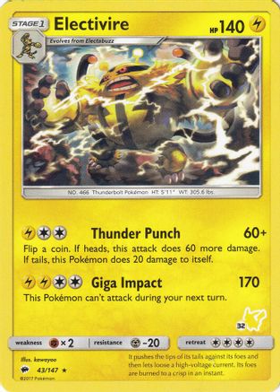 Electivire- 43/147 (#32 Pikachu Stamped) () [Misc: Battle Academy] Pokemon Single Pokémon