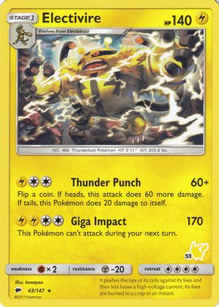 Electivire 43/147 (#53 Pikachu Stamped) () [Misc: Battle Academy] Pokemon Single Pokémon