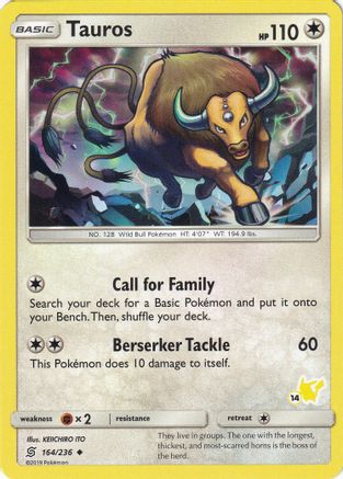 Tauros 164/236 (#14 Pikachu Stamped) () [Misc: Battle Academy] Pokemon Single Pokémon