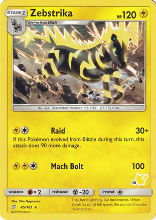 Zebstrika 45/181 (#16 Pikachu Stamped) () [Misc: Battle Academy] Pokemon Single Pokémon