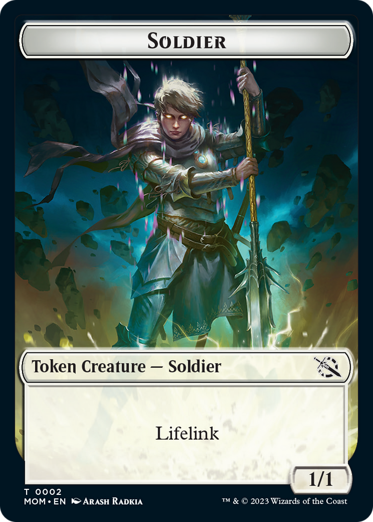 Soldier // Dinosaur Double-Sided Token [Tokens] March of the Machine Tokens MTG Single Magic: The Gathering