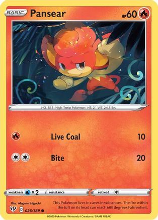 Pansear (26/189) Reverse Holofoil [SWSH: Darkness Ablaze] Pokemon Single Pokémon