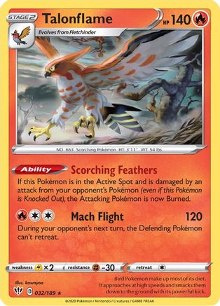 Talonflame (32/189) Reverse Holofoil [SWSH: Darkness Ablaze] Pokemon Single Pokémon
