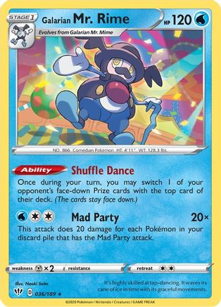 Galarian Mr. Rime (36/189) Reverse Holofoil [SWSH: Darkness Ablaze] Pokemon Single Pokémon