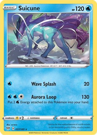 Suicune (37/189) Reverse Holofoil [SWSH: Darkness Ablaze] Pokemon Single Pokémon