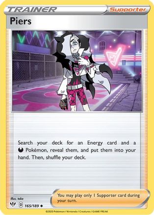 Piers (165/189) Reverse Holofoil [SWSH: Darkness Ablaze] Pokemon Single Pokémon