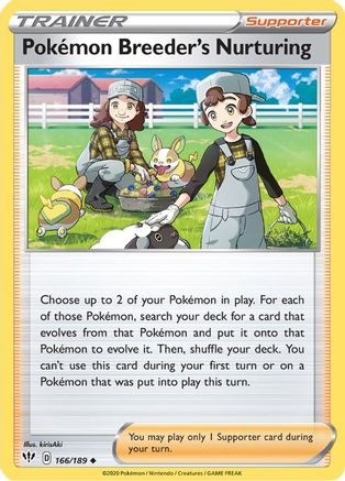 Pokemon Breeder's Nurturing (166/189) Reverse Holofoil [SWSH: Darkness Ablaze] Pokemon Single Pokémon
