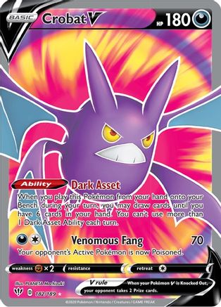 Crobat V (Full Art) (182/189) Holofoil [SWSH: Darkness Ablaze] Pokemon Single Pokémon