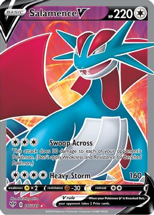 Salamence V (Full Art) 185/189 Holofoil [SWSH: Darkness Ablaze] Pokemon Single Pokémon