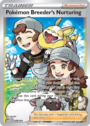 Pokemon Breeder's Nurturing (Full Art) 188/189 Holofoil [SWSH: Darkness Ablaze] Pokemon Single Pokémon