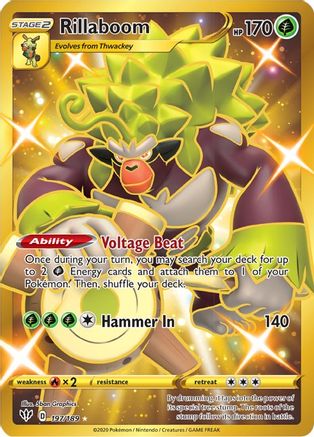 Rillaboom (Secret) 197/189 Holofoil [SWSH: Darkness Ablaze] Pokemon Single Pokémon