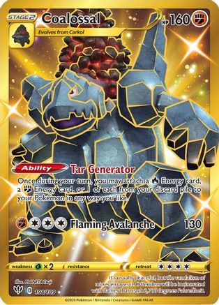 Coalossal (Secret) (198/189) Holofoil [SWSH: Darkness Ablaze] Pokemon Single Pokémon