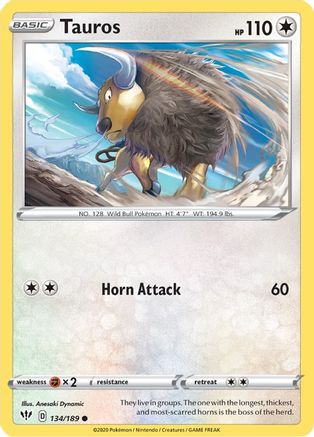 Tauros (134/189) Reverse Holofoil [SWSH: Darkness Ablaze] Pokemon Single Pokémon