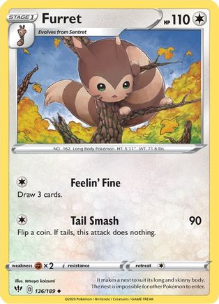 Furret (136/189) [SWSH: Darkness Ablaze] Pokemon Single Pokémon