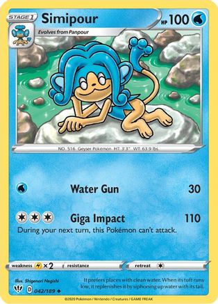 Simipour (42/189) Reverse Holofoil [SWSH: Darkness Ablaze] Pokemon Single Pokémon