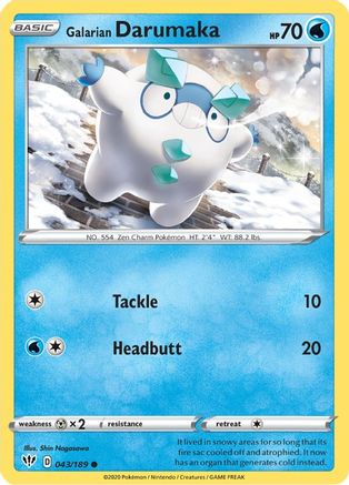 Galarian Darumaka (43/189) Reverse Holofoil [SWSH: Darkness Ablaze] Pokemon Single Pokémon