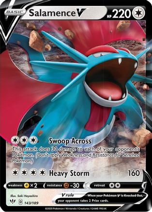 Salamence V 143/189 Holofoil [SWSH: Darkness Ablaze] Pokemon Single Pokémon