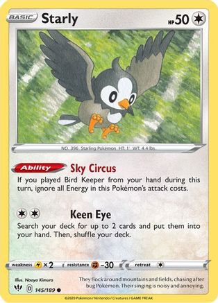 Starly (145/189) Reverse Holofoil [SWSH: Darkness Ablaze] Pokemon Single Pokémon