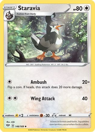 Staravia (146/189) Reverse Holofoil [SWSH: Darkness Ablaze] Pokemon Single Pokémon