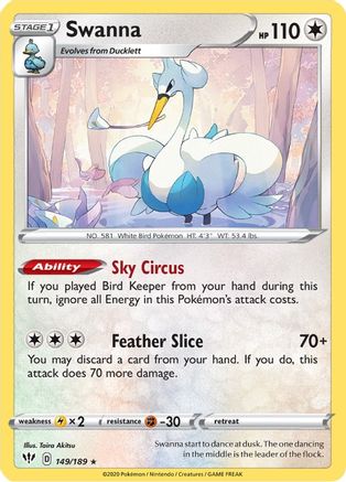 Swanna (149/189) Reverse Holofoil [SWSH: Darkness Ablaze] Pokemon Single Pokémon