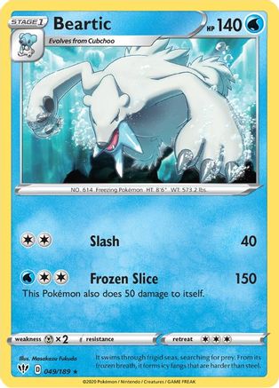 Beartic (49/189) Reverse Holofoil [SWSH: Darkness Ablaze] Pokemon Single Pokémon