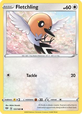 Fletchling (151/189) Reverse Holofoil [SWSH: Darkness Ablaze] Pokemon Single Pokémon