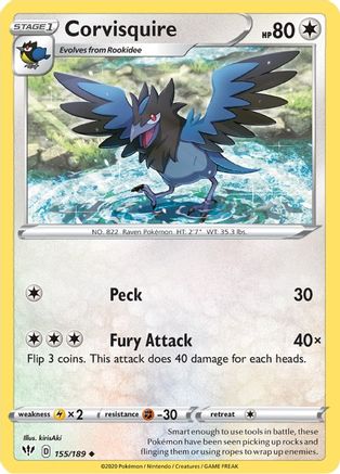 Corvisquire (155/189) [SWSH: Darkness Ablaze] Pokemon Single Pokémon