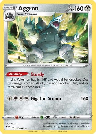 Aggron (123/189) Reverse Holofoil [SWSH: Darkness Ablaze] Pokemon Single Pokémon