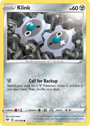 Klink (125/189) Reverse Holofoil [SWSH: Darkness Ablaze] Pokemon Single Pokémon