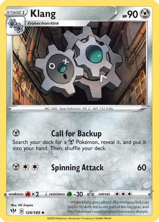 Klang (126/189) Reverse Holofoil [SWSH: Darkness Ablaze] Pokemon Single Pokémon