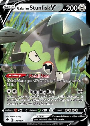 Galarian Stunfisk V (128/189) Holofoil [SWSH: Darkness Ablaze] Pokemon Single Pokémon